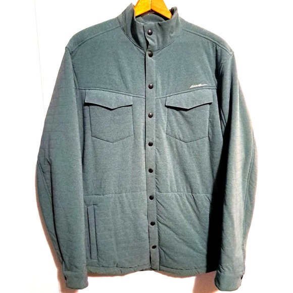 Mens Eddie Bauer Shirt Jacket Departure Lined Snap Front Fleece Lined XL Tall - Picture 1 of 10